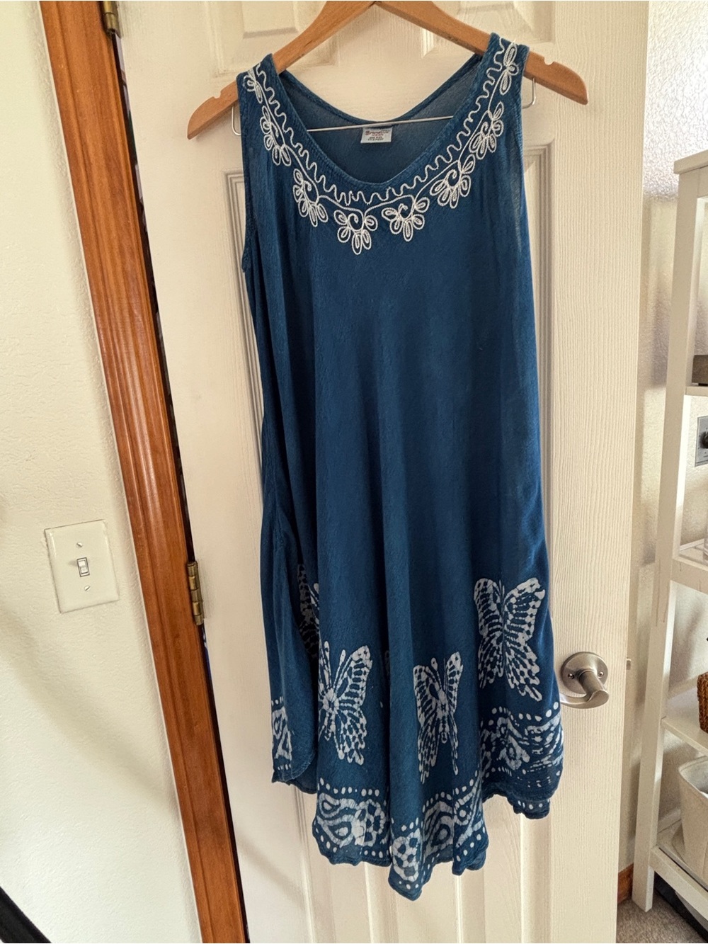 Shoreline Blue Embroidered Scoop-Neck Dress
